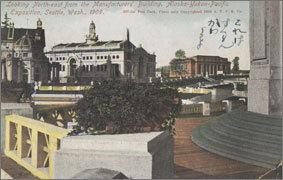 絵葉書：Looking North-east from the Manufacturers' Building, Alaska-Yukon-Pacific Exposition, Seattle, Wash., 1909.