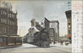 絵葉書：N.Y. Central Train, coming through the streets of Syracuse, N.Y.